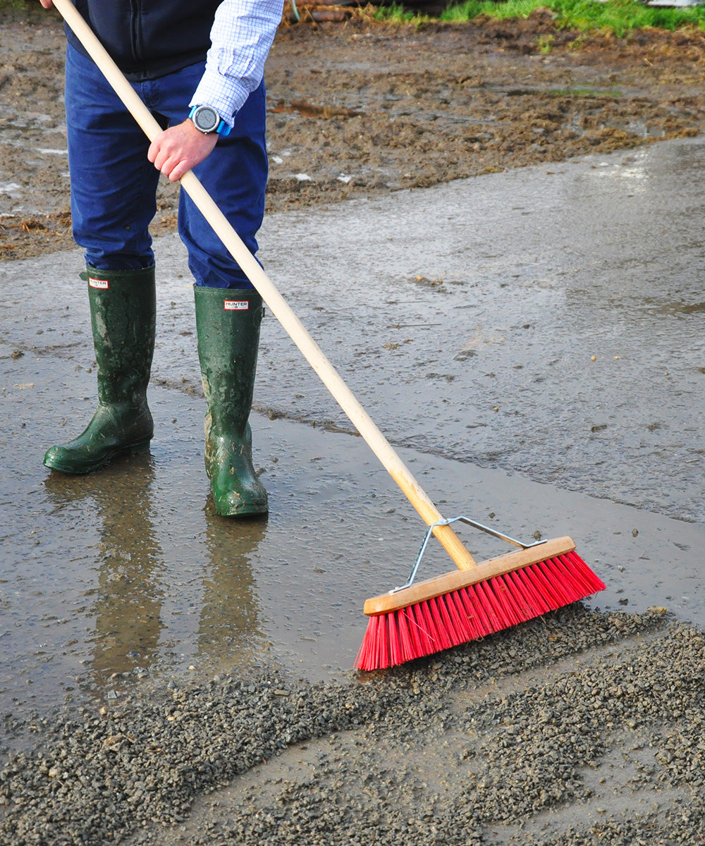 Traditional Wooden Yard Broom With Handle - Medium Stiff